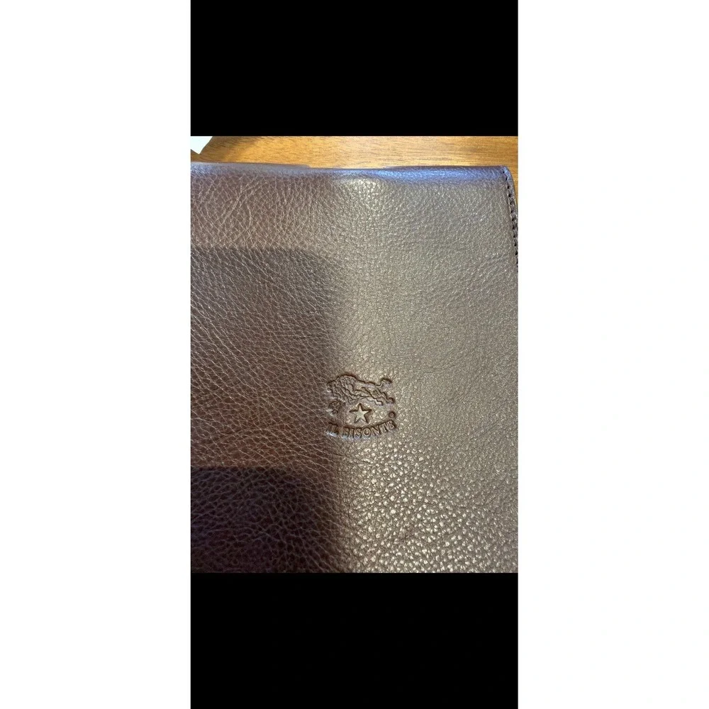 IL BISONTE Brown Italian LEATHER Note Pad Holder Made In Italy Pebbled Leather